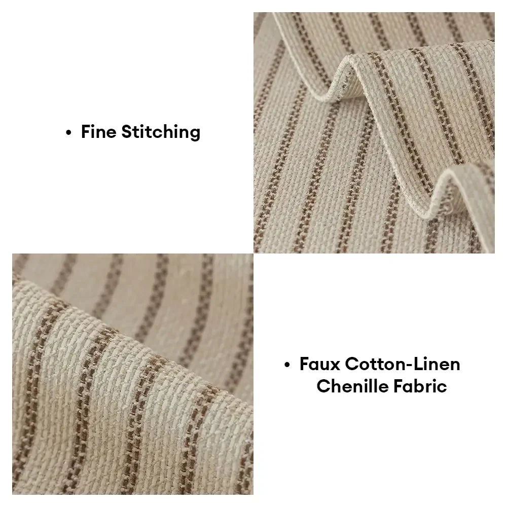 Faux Cotton-Linen Chenille Striped Breathable Scratch-Resistant Corner Sofa Cover