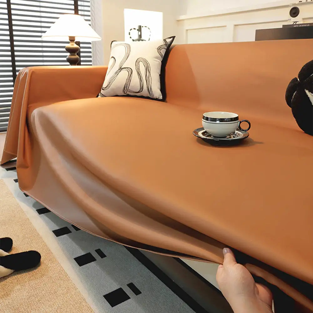 Faux Leather Waterproof Pet Hair-Resistant Sofa Throw Sofa Cover