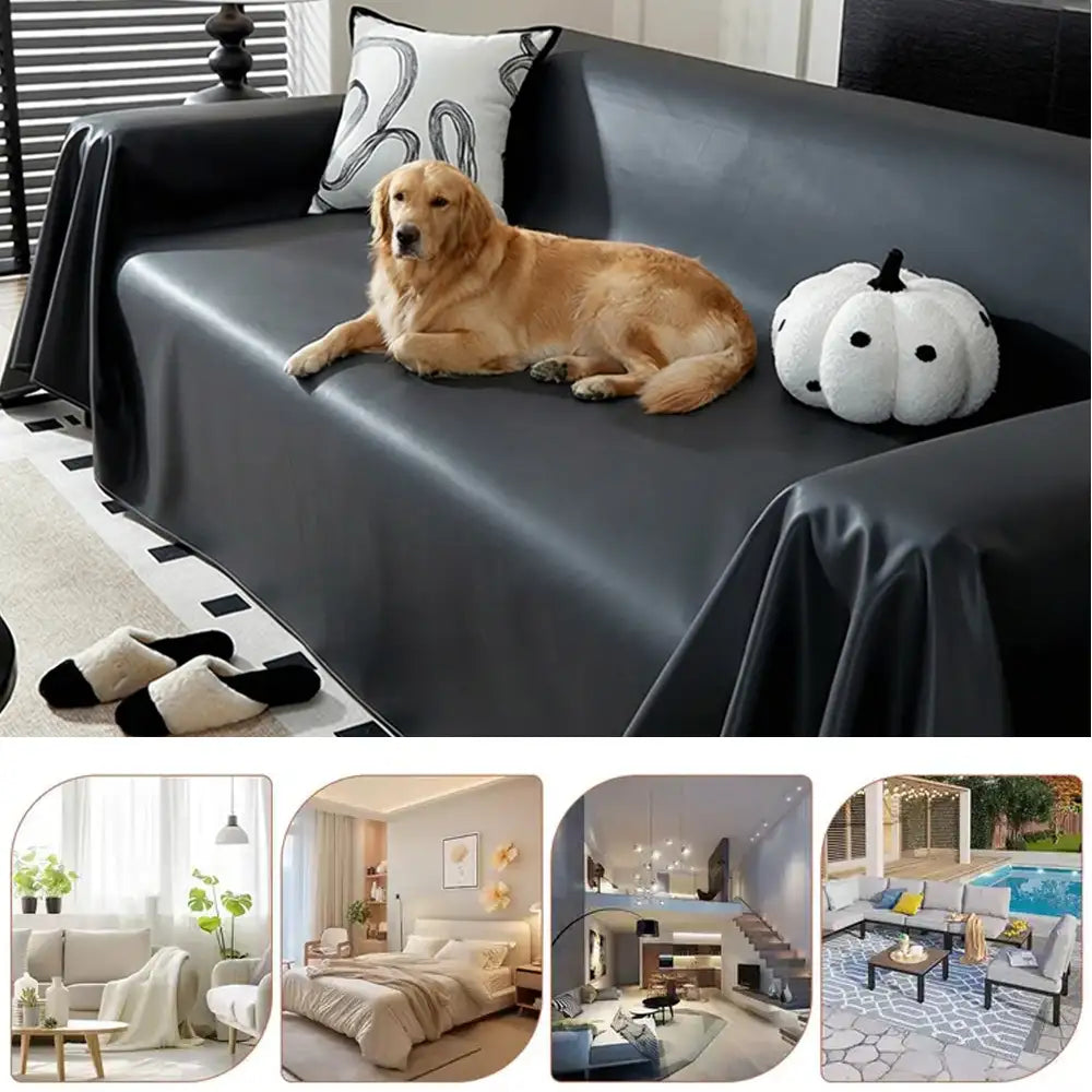 Faux Leather Waterproof Pet Hair-Resistant Sofa Throw Sofa Cover