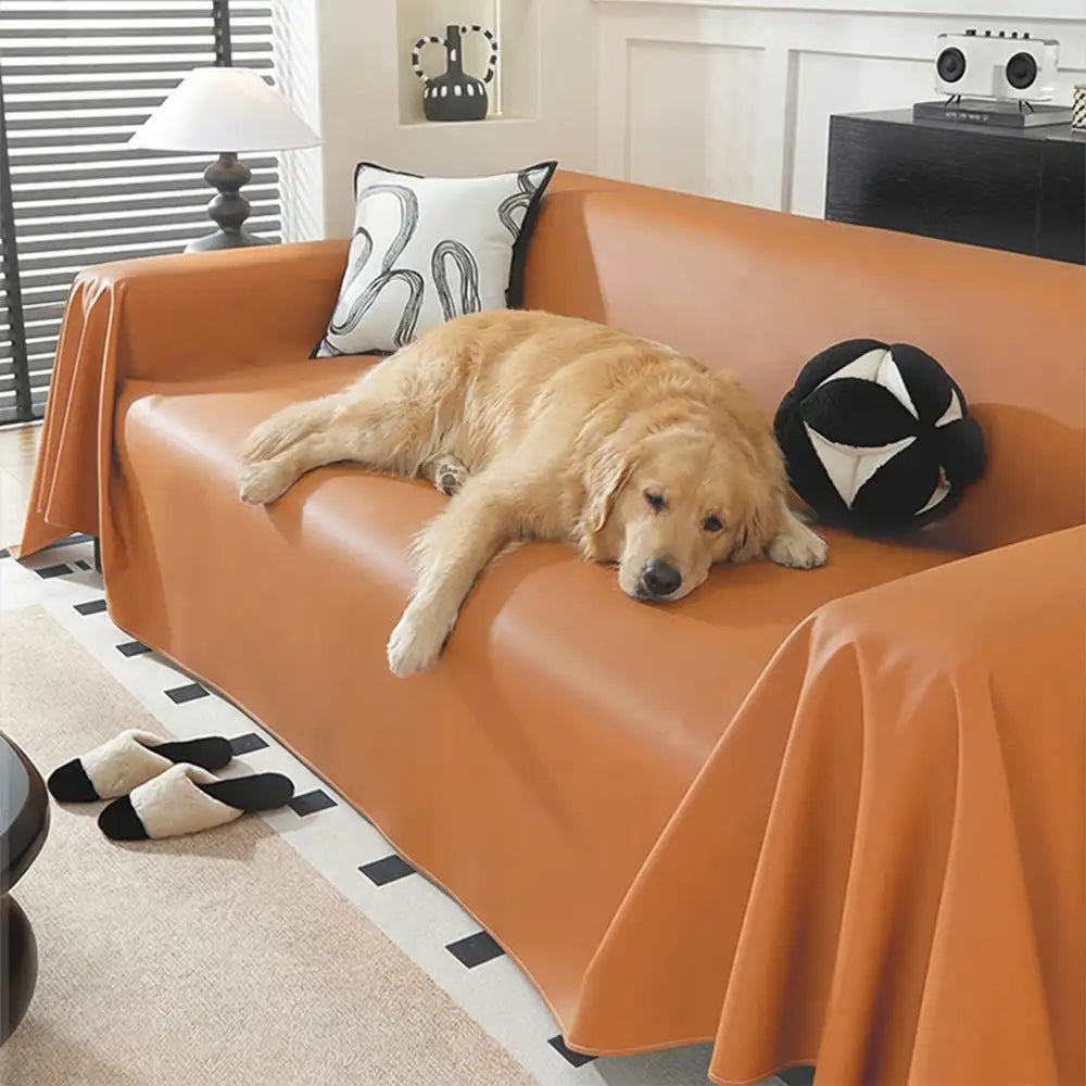 Faux Leather Waterproof Pet Hair-Resistant Sofa Throw Sofa Cover