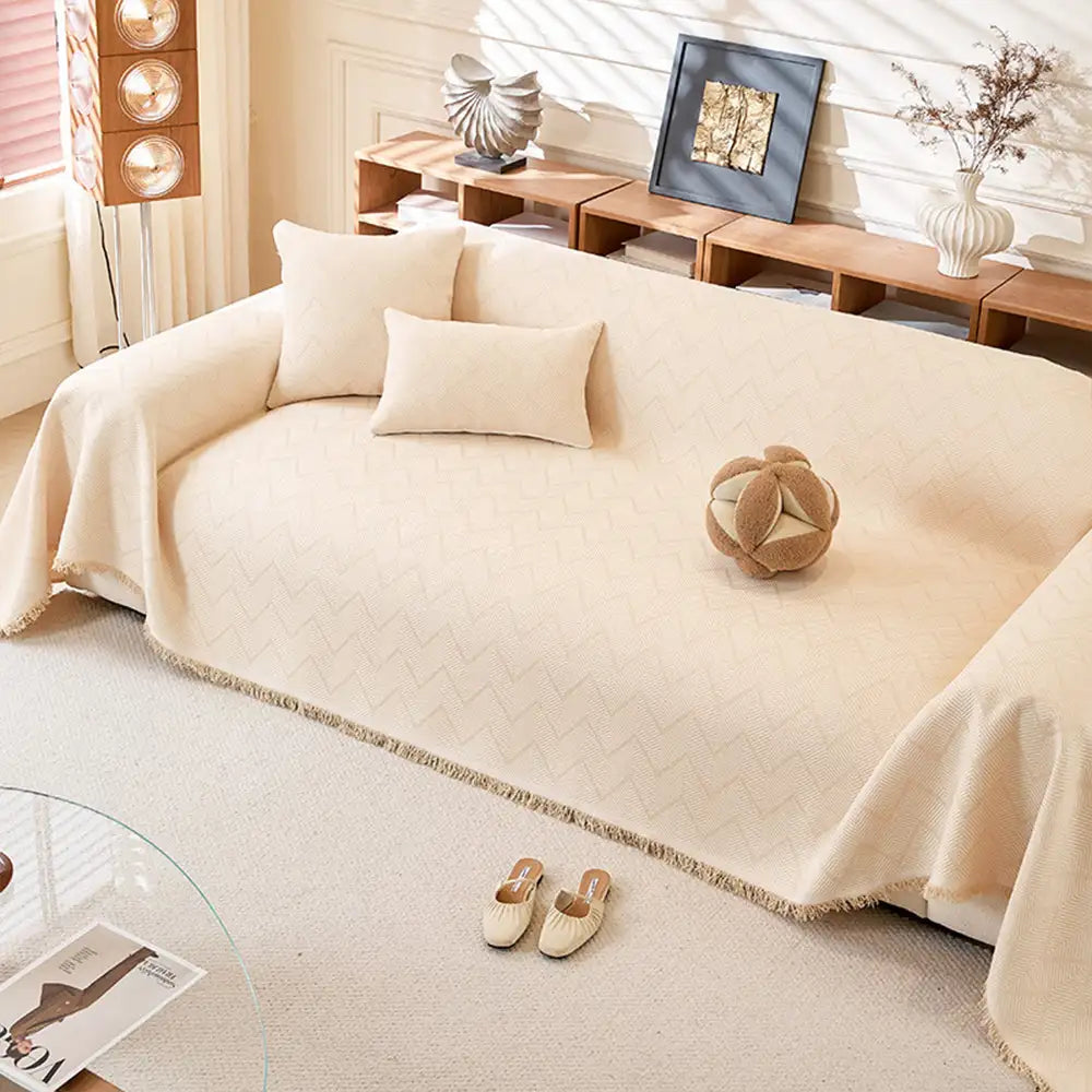 Faux Linen Scratch-Resistant Furniture Protector Sofa Blanket Sofa Cover Sofa Throws