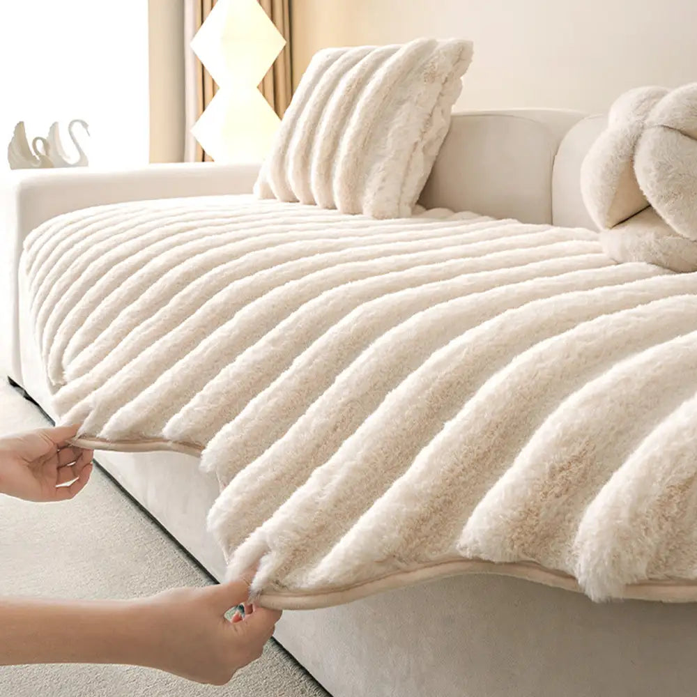 Fluffy Comfort Plush Furniture Protection Decorative Sofa Cover