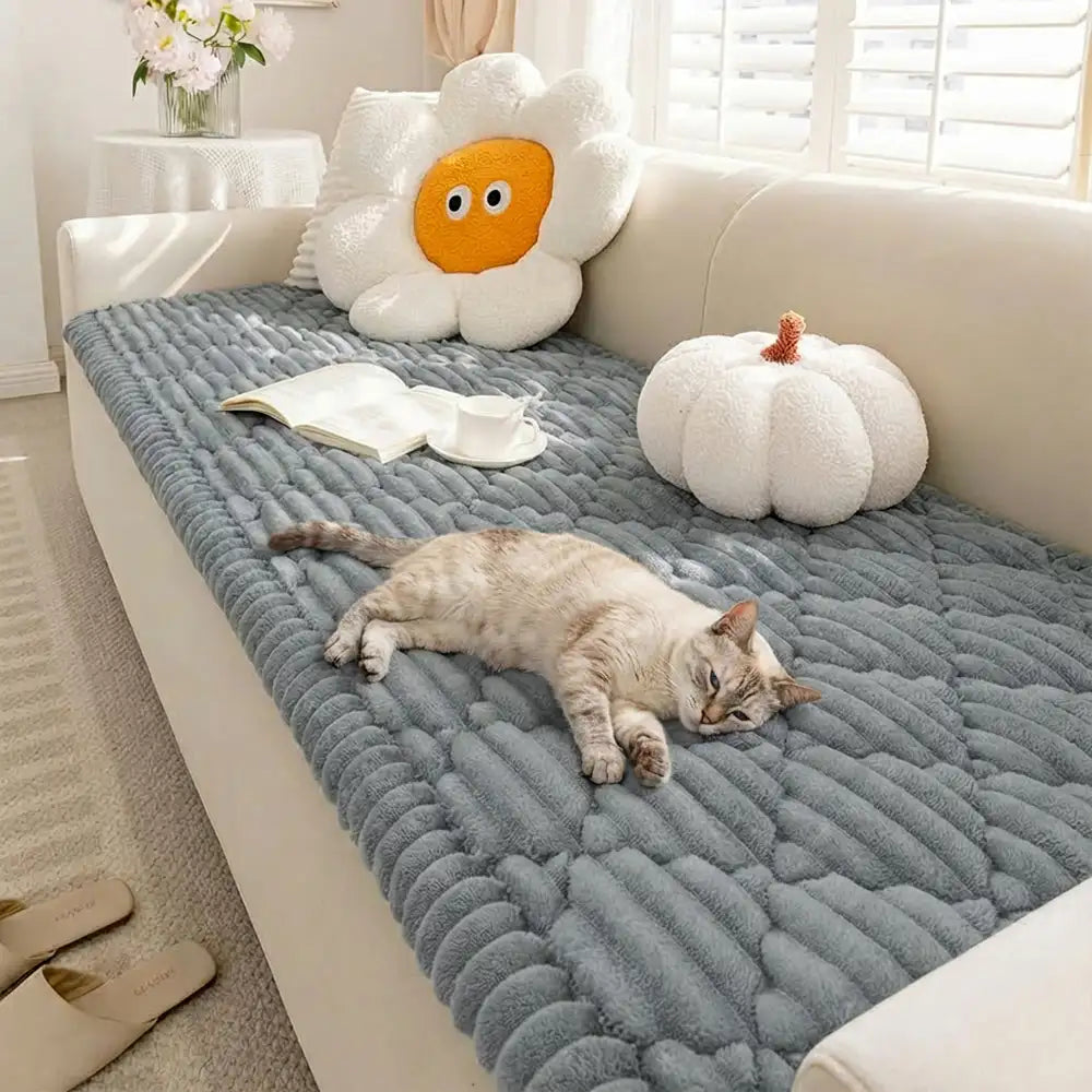 Fluffy Fuzzy Pet-Friendly Sofa Protector Washable Sofa Cover Pet Mat