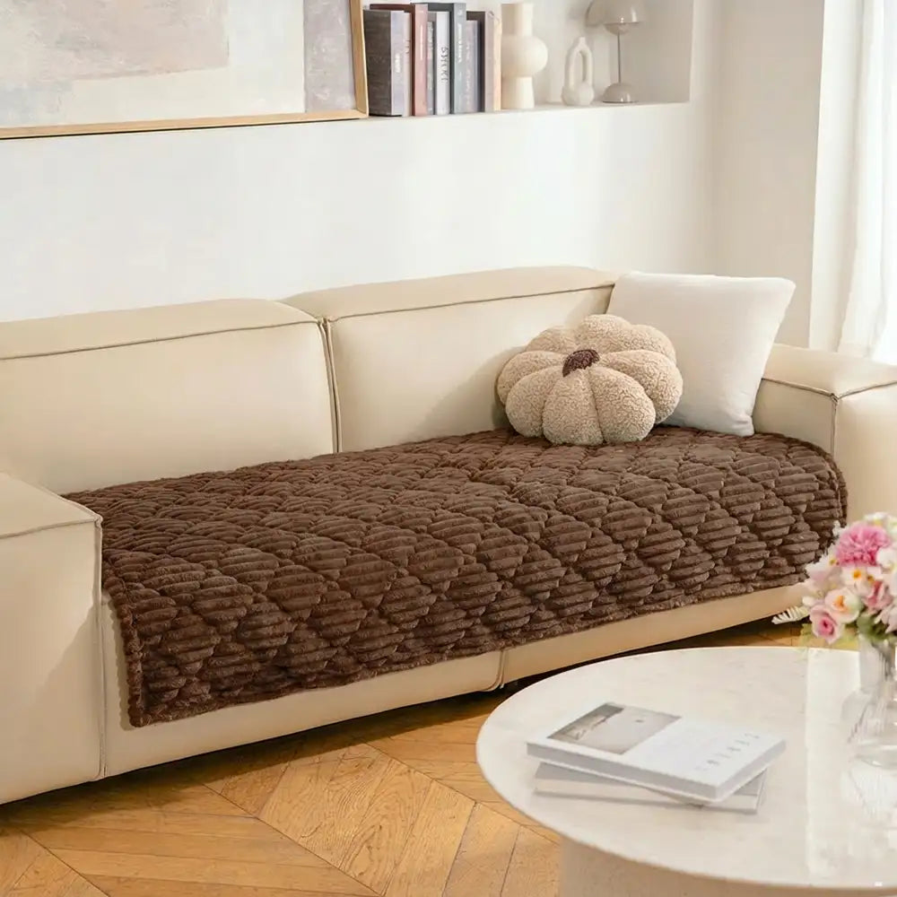 Fluffy Fuzzy Pet-Friendly Sofa Protector Washable Sofa Cover Pet Mat