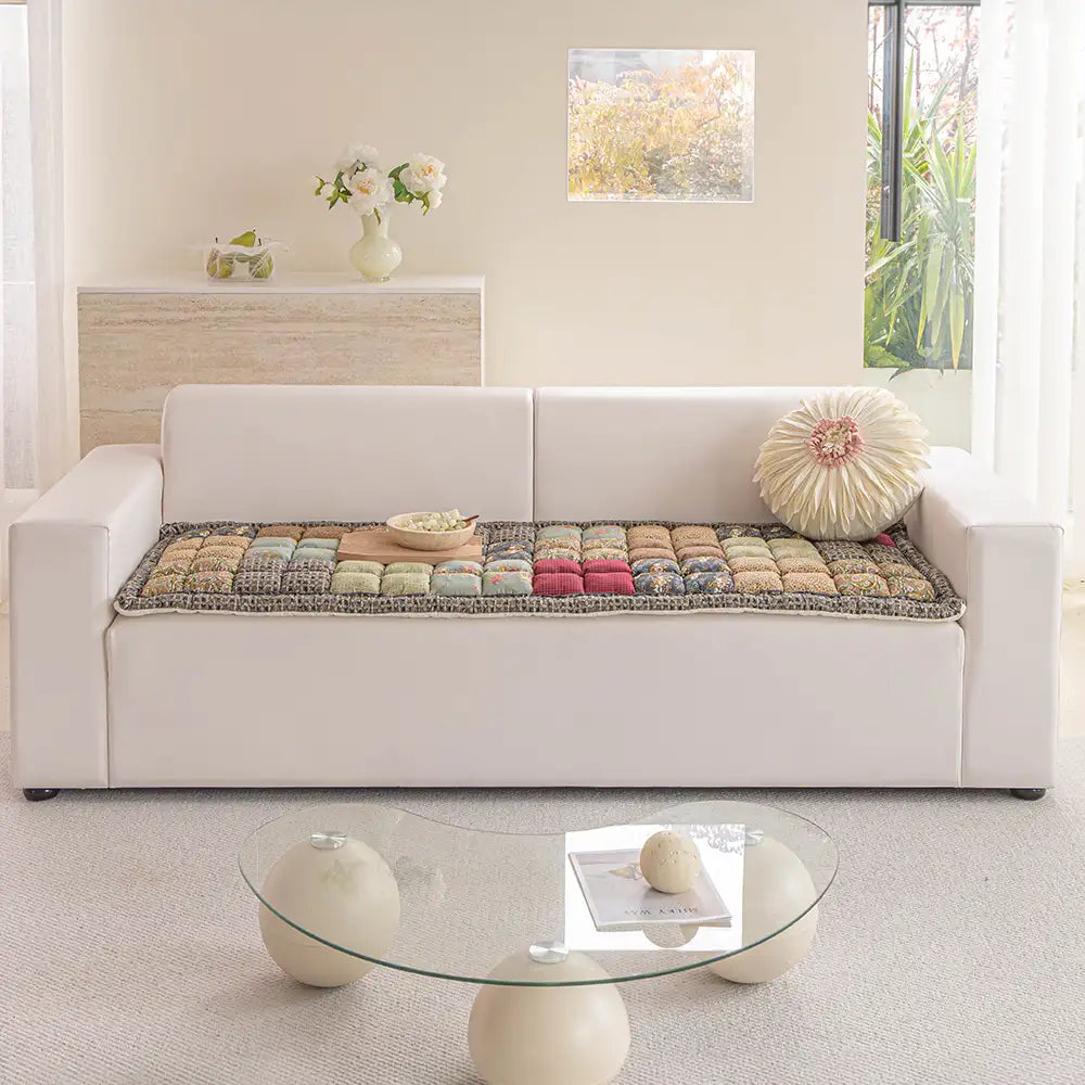 Handmade Vintage Floral Soft Stuffed Pet Mat Non-Slip Sofa Cover