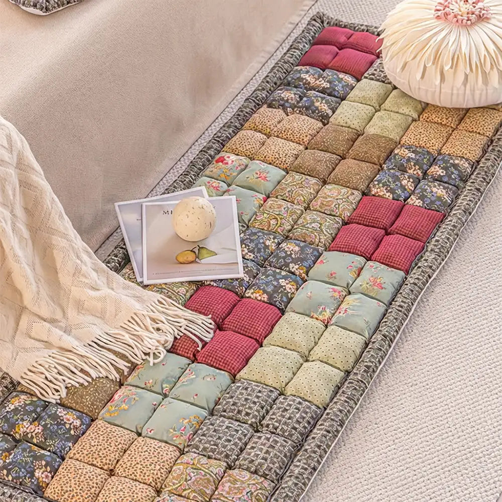 Handmade Vintage Floral Soft Stuffed Pet Mat Non-Slip Sofa Cover