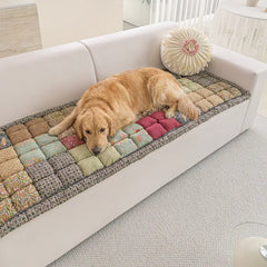 Handmade Vintage Floral Soft Stuffed Pet Mat Non-Slip Sofa Cover