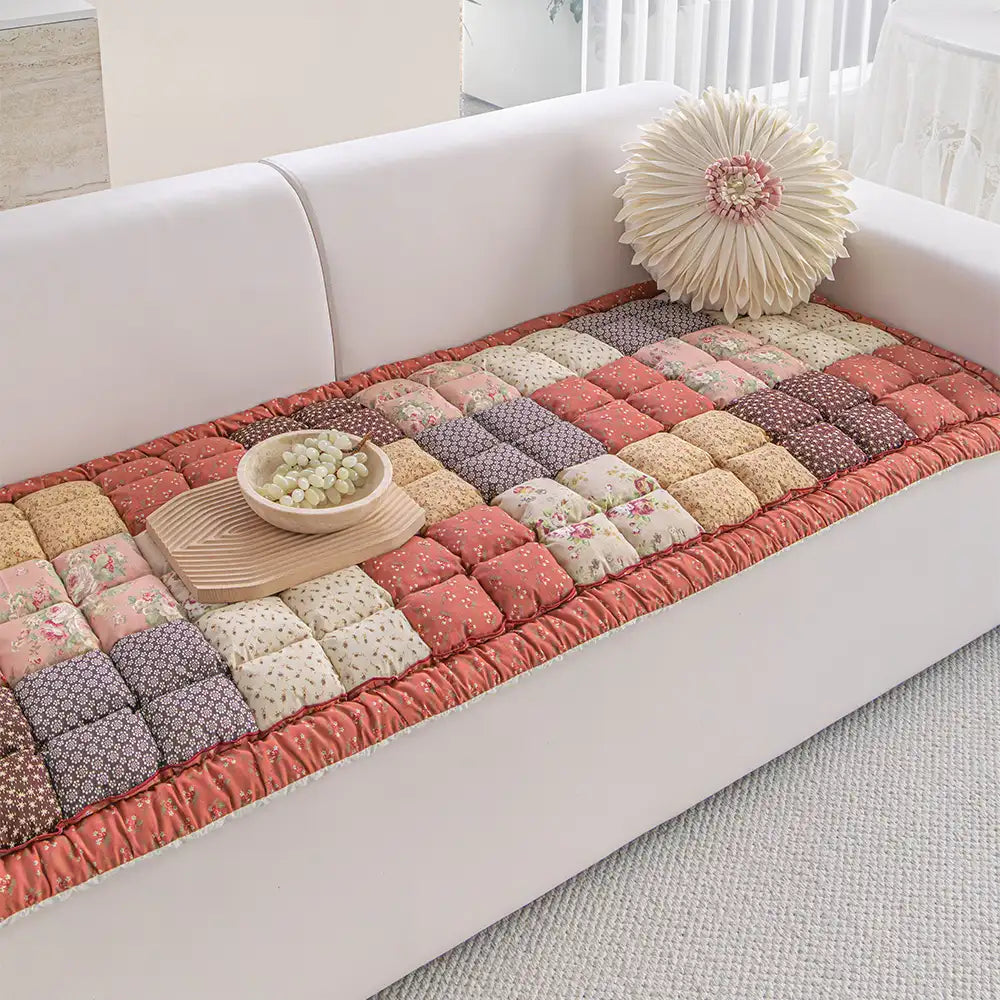 Handmade Vintage Floral Soft Stuffed Pet Mat Non-Slip Sofa Cover