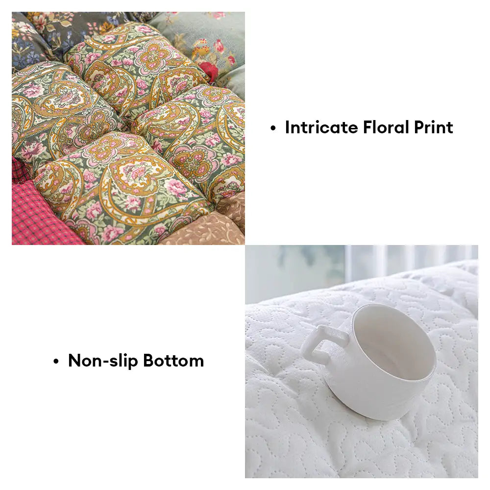 Handmade Vintage Floral Soft Stuffed Pet Mat Non-Slip Sofa Cover
