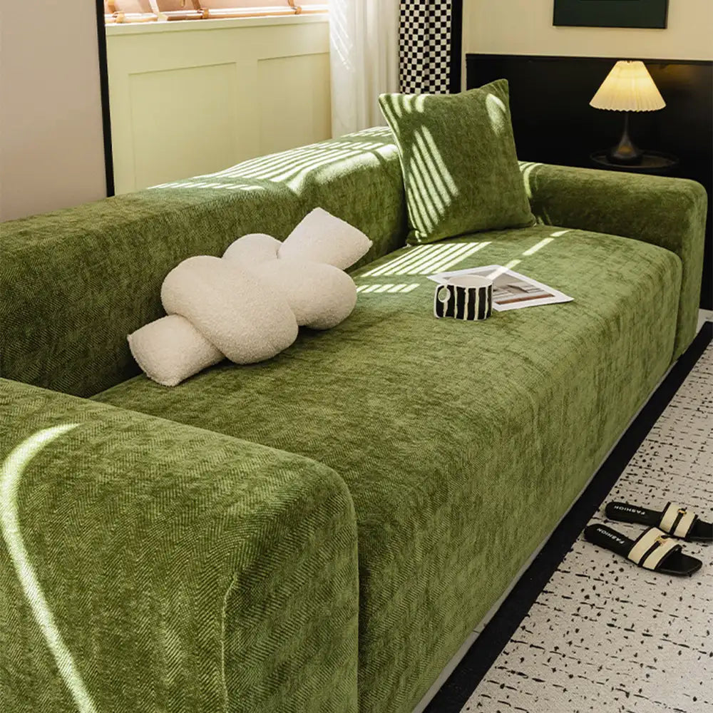 Herringbone Full Coverage Scratch-Resistant Sofa Protection Magic Stretch  Corner Couch Cover