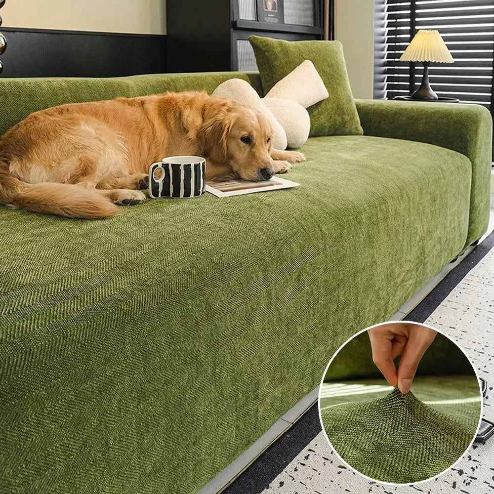 Herringbone Full Coverage Scratch-Resistant Sofa Protection Magic Stretch  Corner Couch Cover