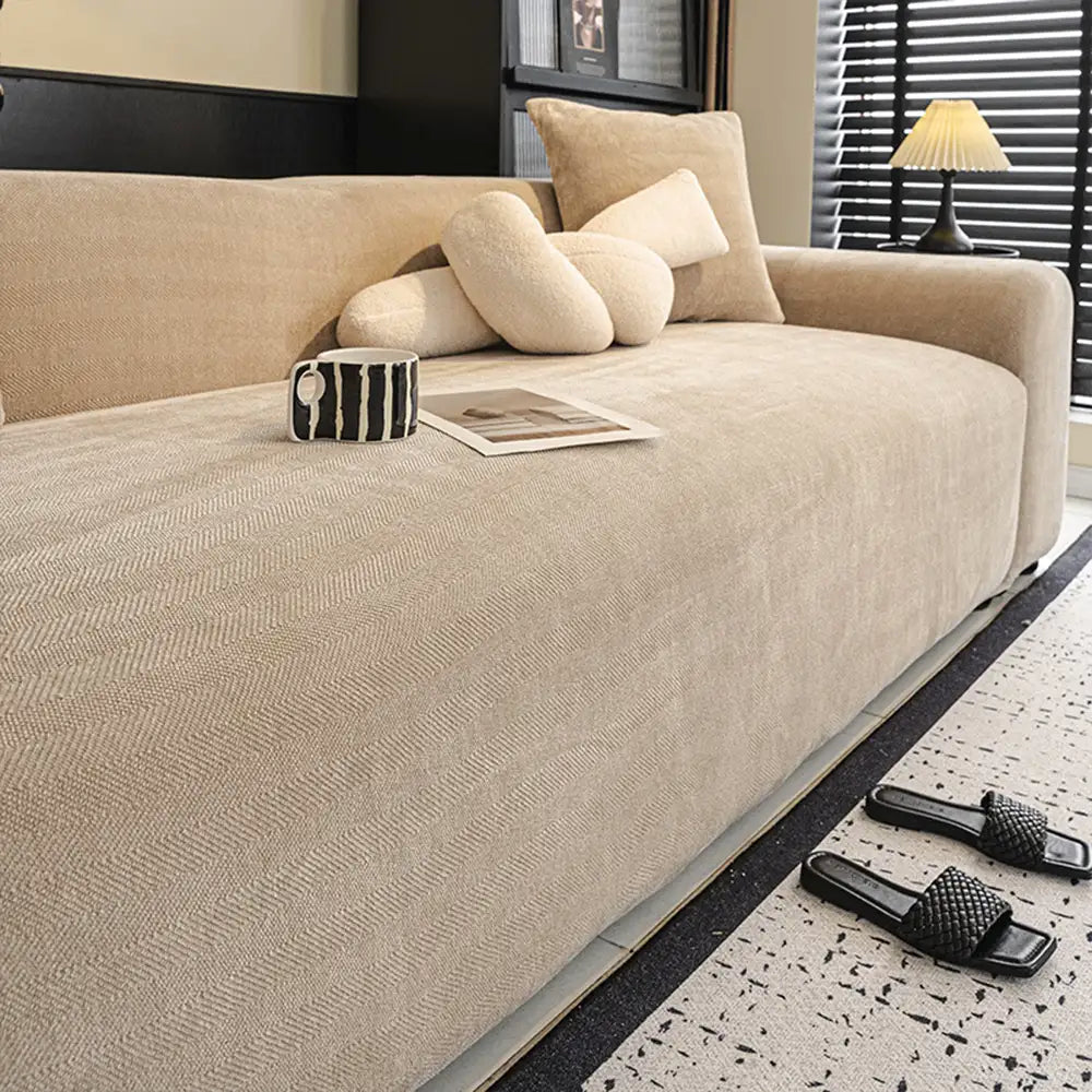 Herringbone Full Coverage Scratch-Resistant Sofa Protection Magic Stretch  Corner Couch Cover