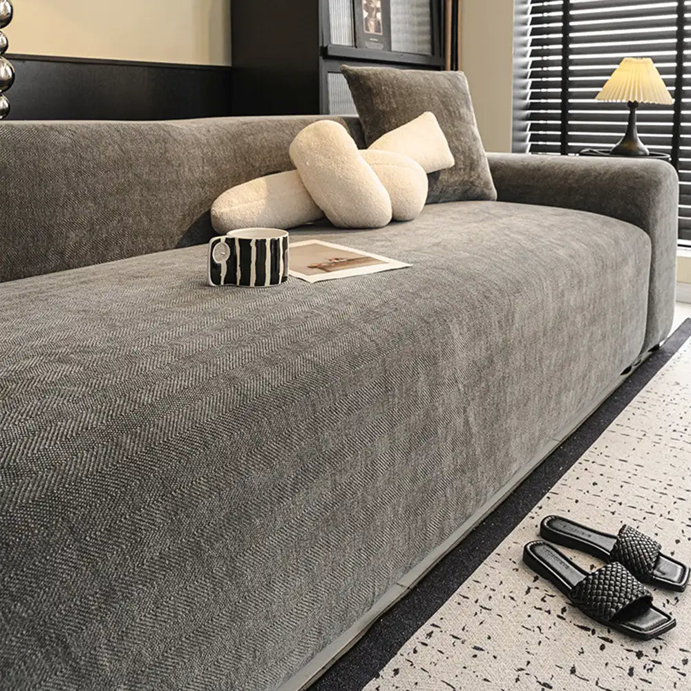 Herringbone Full Coverage Scratch-Resistant Sofa Protection Magic Stretch  Corner Couch Cover