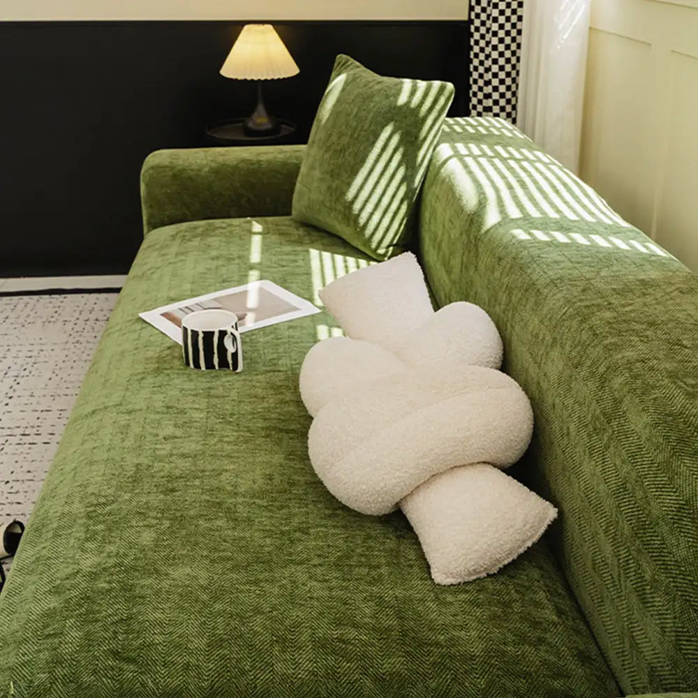 Herringbone Full Coverage Scratch-Resistant Sofa Protection Magic Stretch  Corner Couch Cover