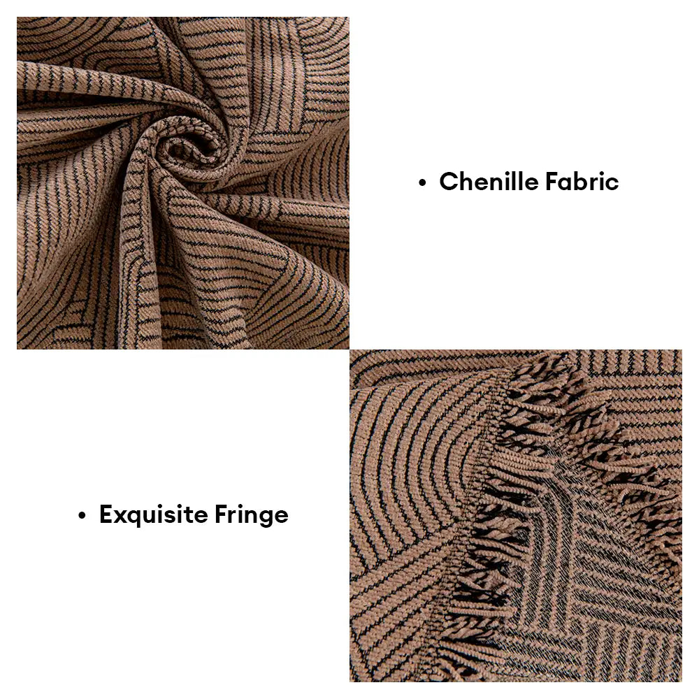 Linework Pattern Chenille Comfortable Scratch-Resistant Sofa Throw Sofa Cover