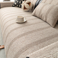 Minimalist Herringbone Weave Breathable Faux Linen All-Season Sofa Cover