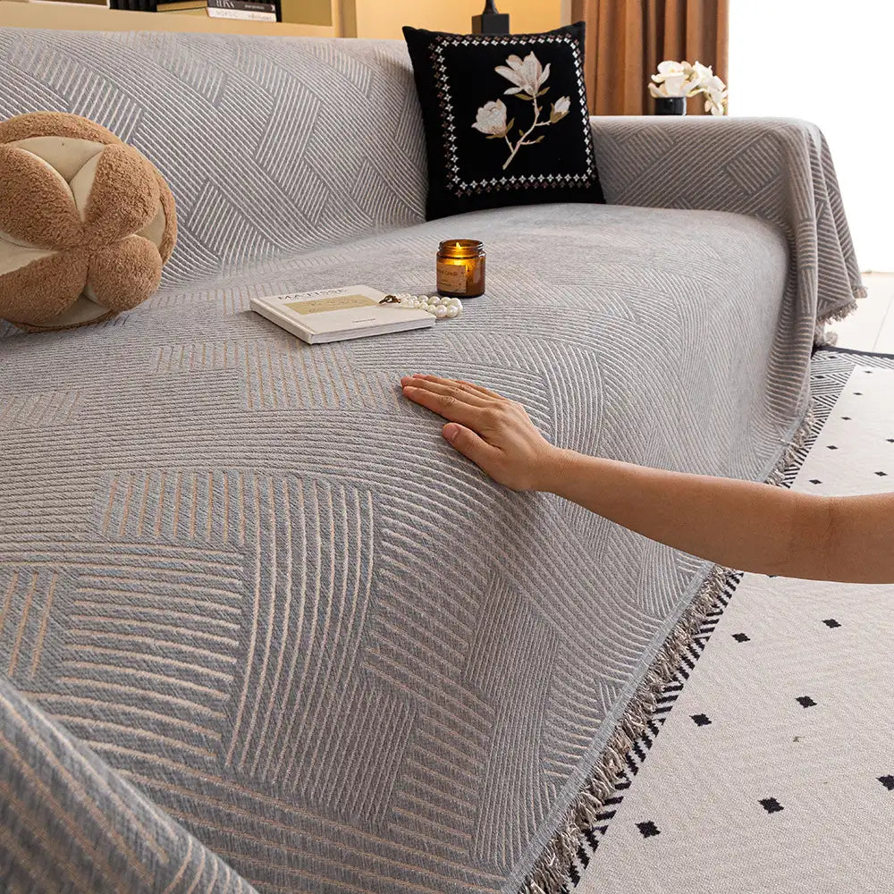 Modern Stripe Chenille Scratch-Resistant Sofa Protector Sofa Cover Sofa Throws