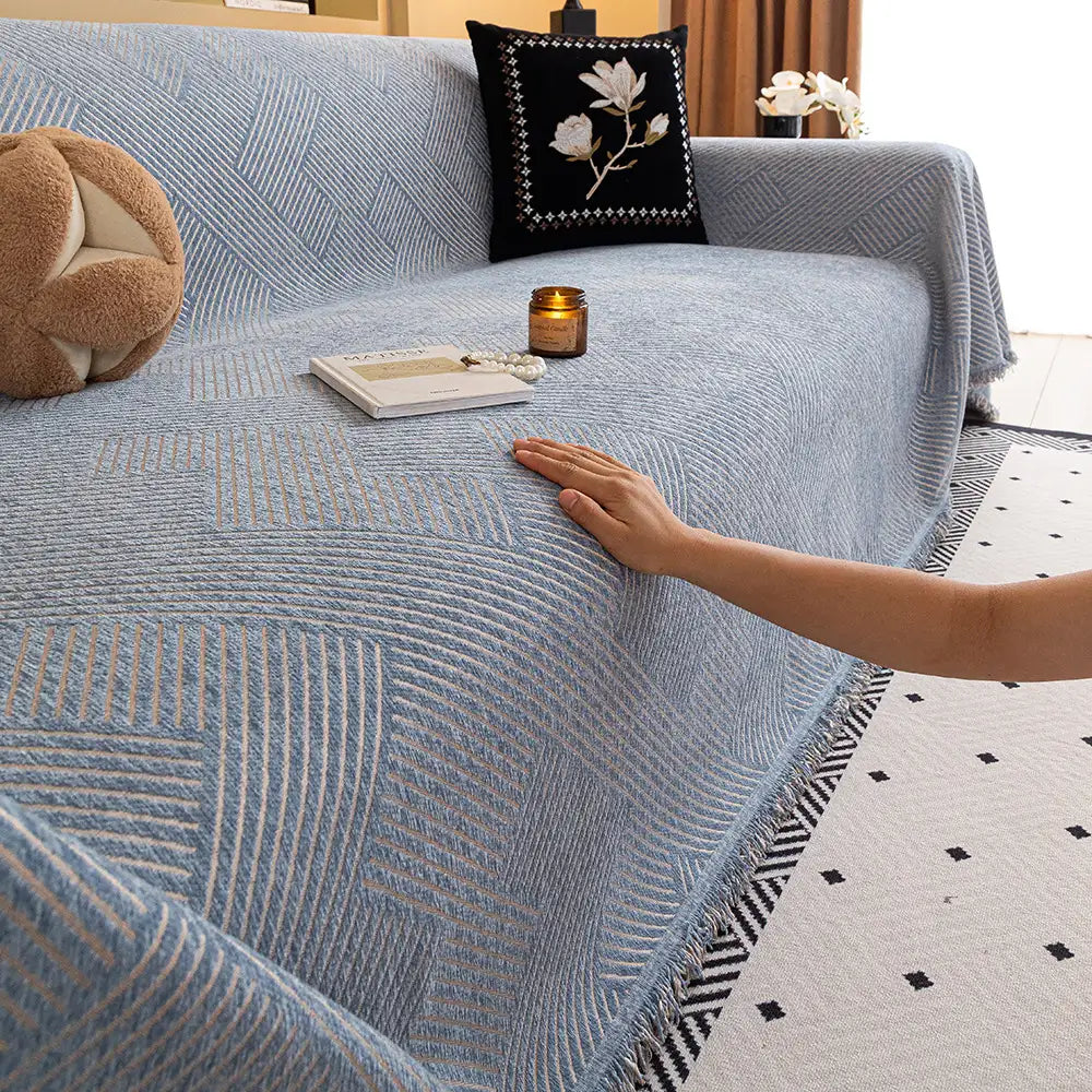 Modern Stripe Chenille Scratch-Resistant Sofa Protector Sofa Cover Sofa Throws