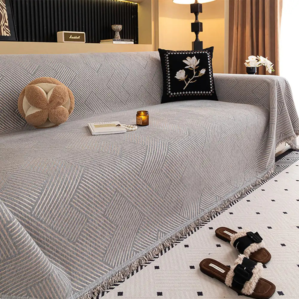 Modern Stripe Chenille Scratch-Resistant Sofa Protector Sofa Cover Sofa Throws