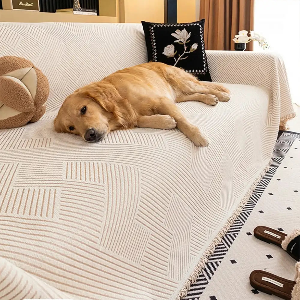 Modern Stripe Chenille Scratch-Resistant Sofa Protector Sofa Cover Sofa Throws