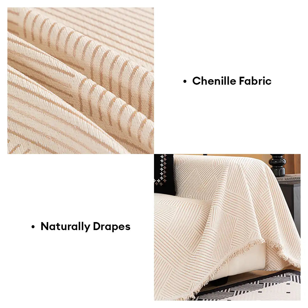 Modern Stripe Chenille Scratch-Resistant Sofa Protector Sofa Cover Sofa Throws