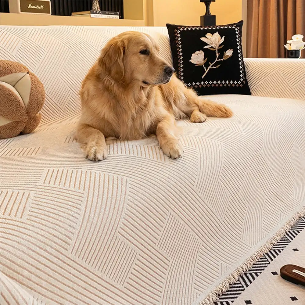 Modern Stripe Chenille Scratch-Resistant Sofa Protector Sofa Cover Sofa Throws