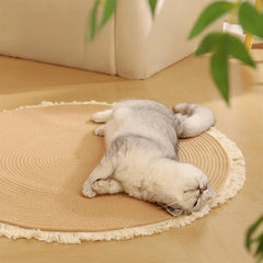 Nordic Handwoven Durable Cat Scratch Mat Rug with Fringe