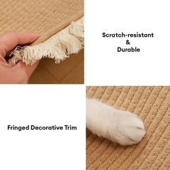 Nordic Handwoven Durable Cat Scratch Mat Rug with Fringe