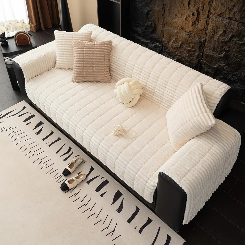 Waterproof One-Piece Cosy Flannel Sofa Protection Non-Slip Sofa Cover