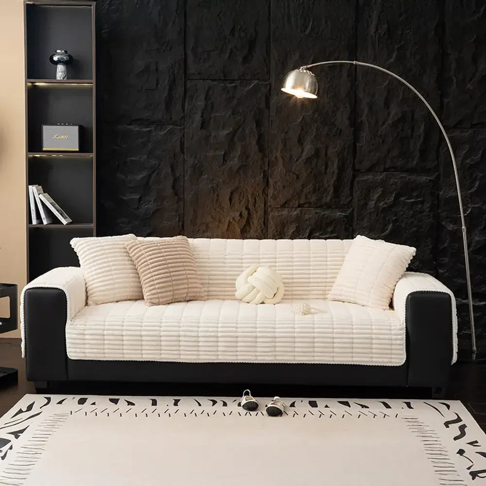 Waterproof One-Piece Cozy Flannel Sofa Protection Non-Slip Couch Cover & Office Chair Protector