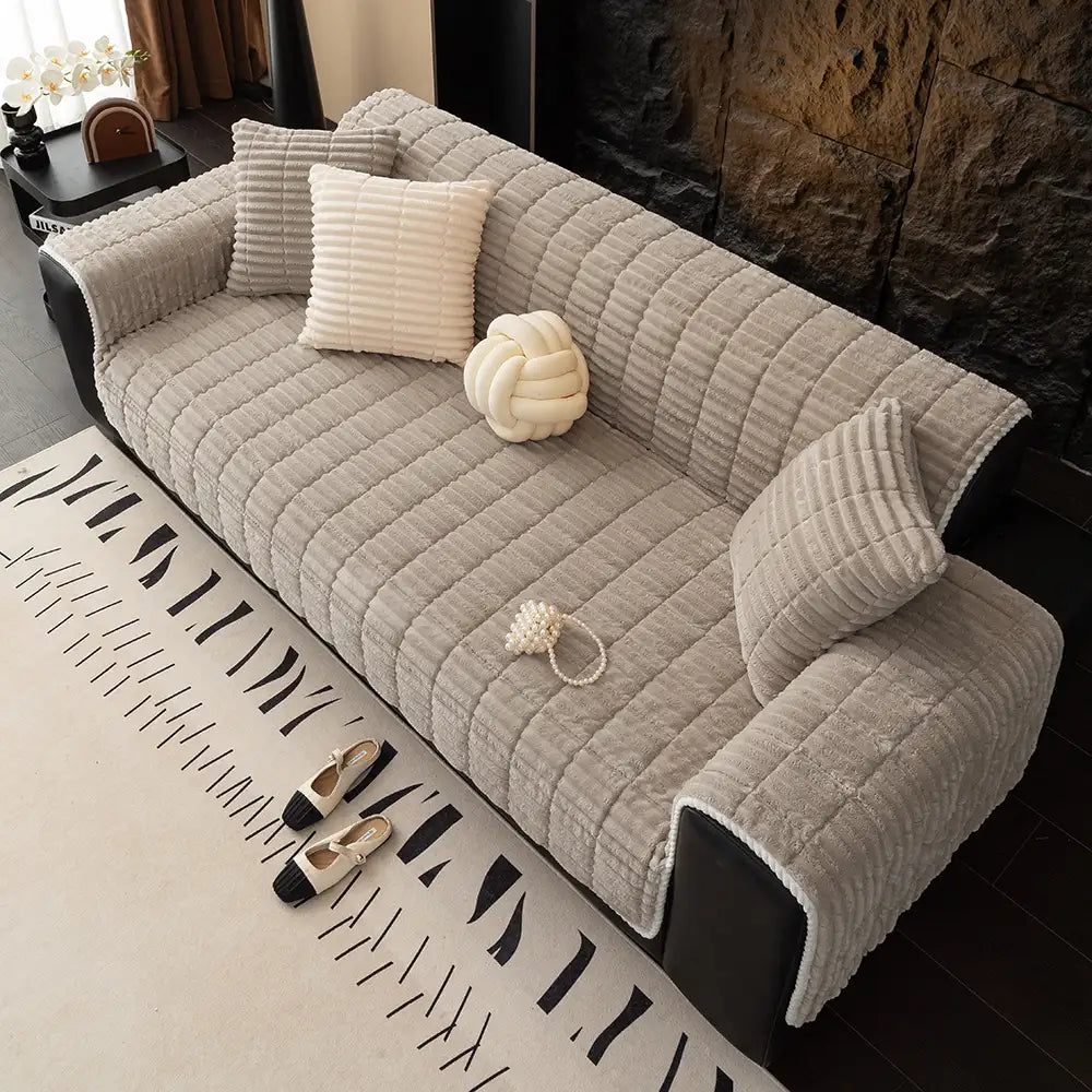Waterproof One-Piece Cozy Flannel Sofa Covers Non-Slip Recliner Armchair Covers