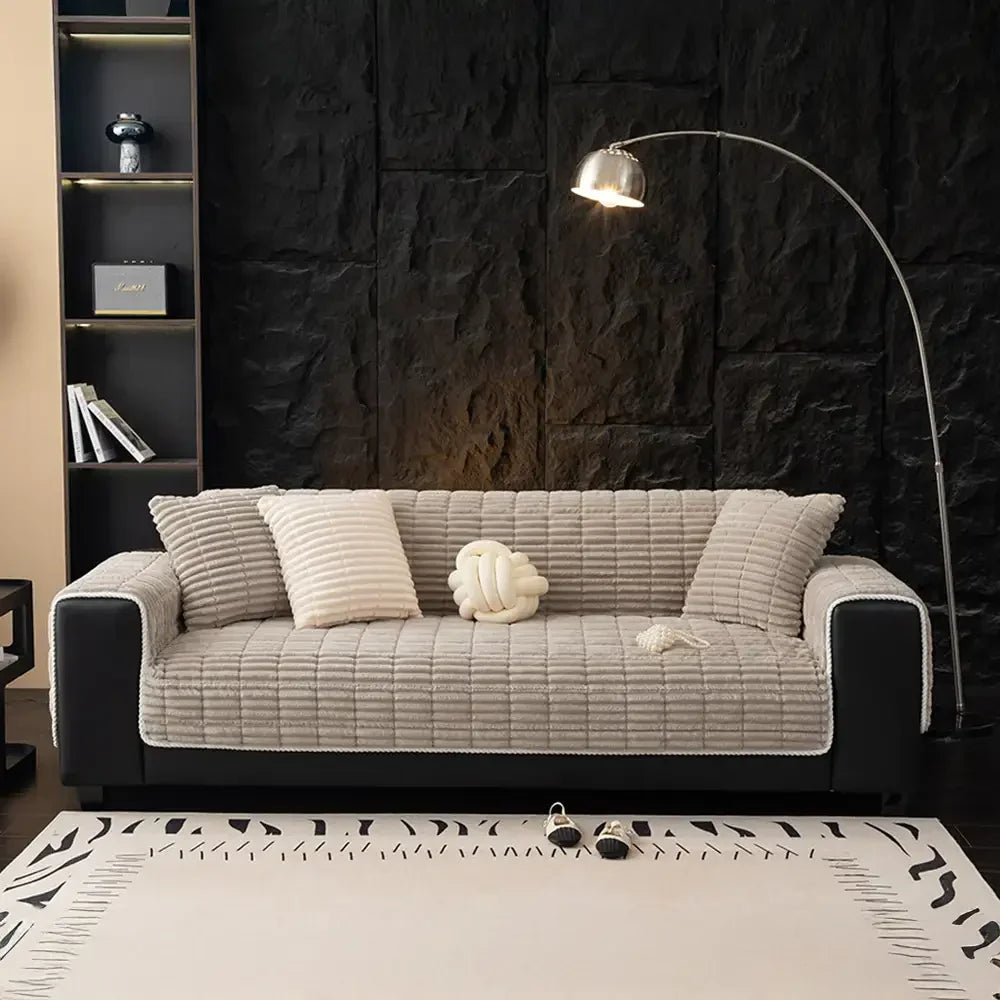 Waterproof One-Piece Cozy Flannel Sofa Covers Non-Slip Recliner Armchair Covers
