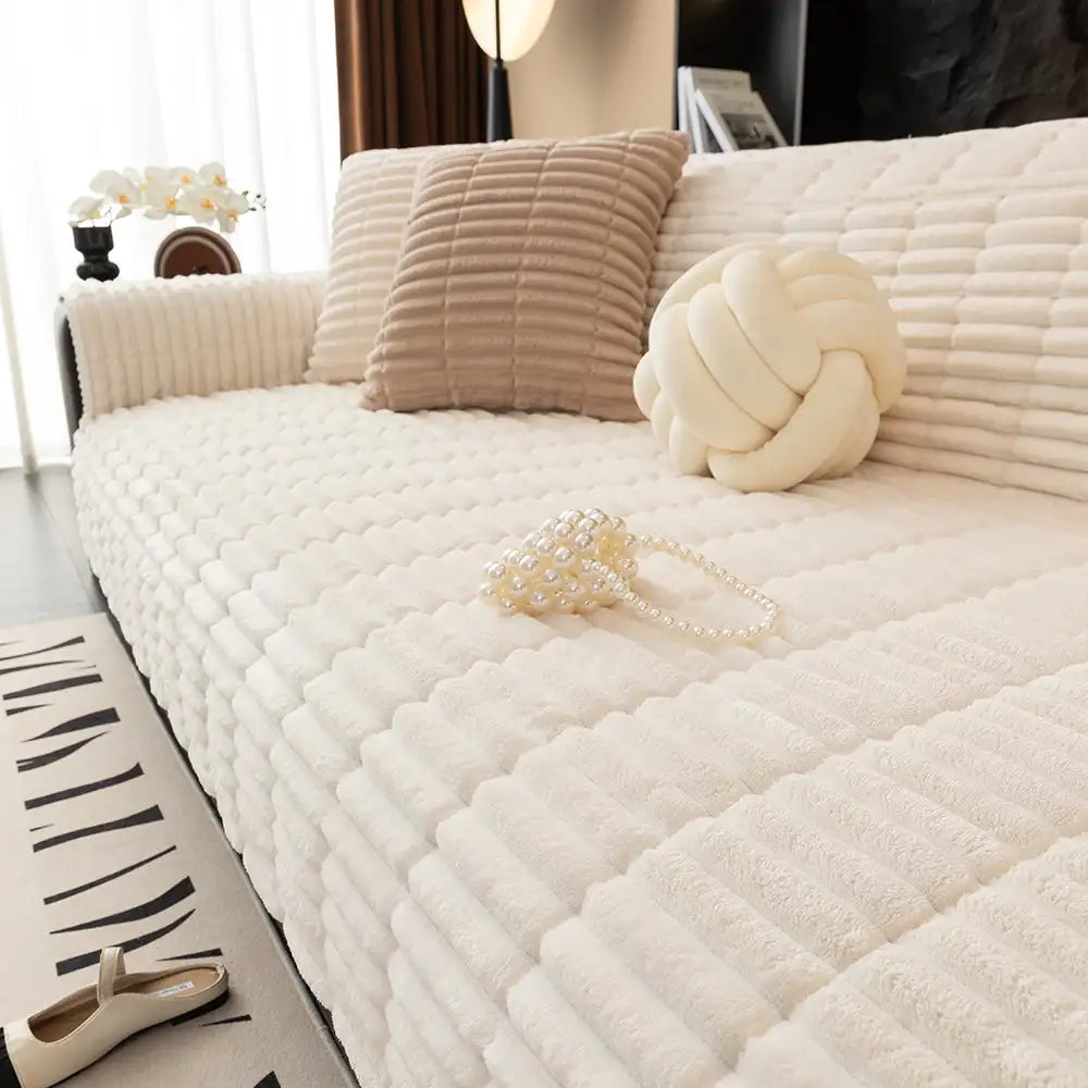 Waterproof One-Piece Cosy Flannel Sofa Protection Non-Slip Sofa Cover