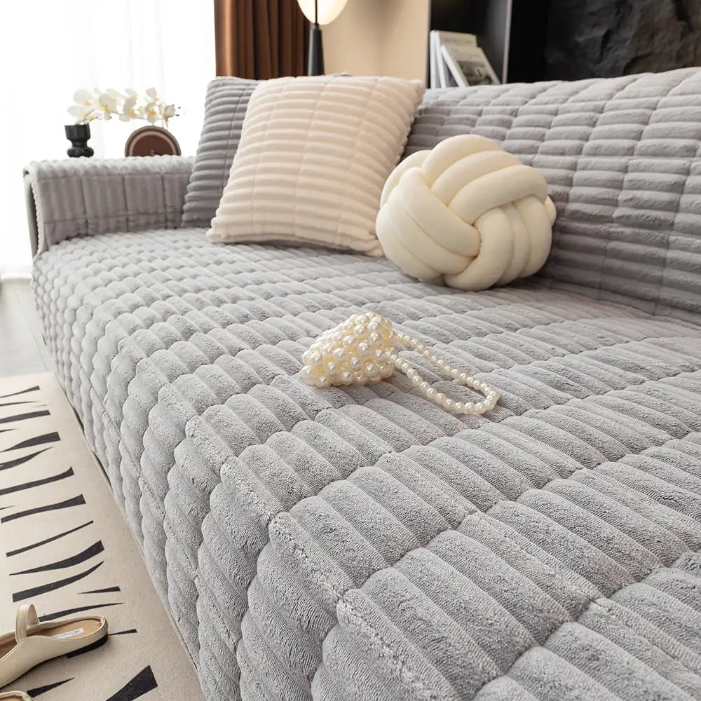 Waterproof One-Piece Cosy Flannel Sofa Protection Non-Slip Sofa Cover