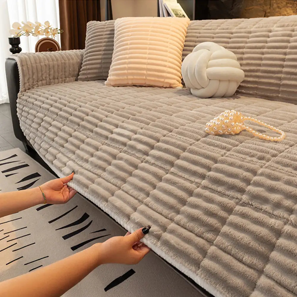 Waterproof One-Piece Cozy Flannel Sofa Protection Non-Slip Couch Cover & Office Chair Protector