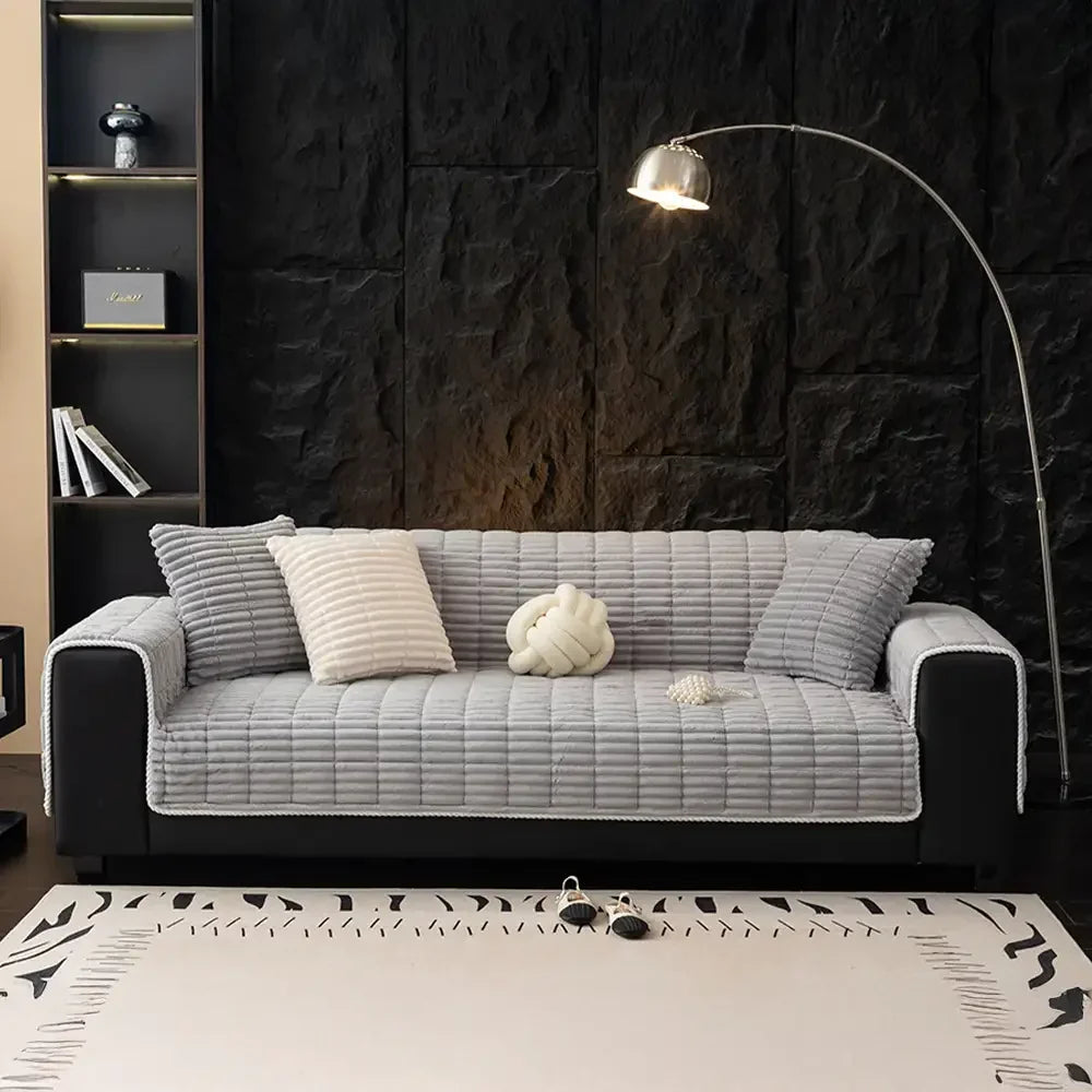 Waterproof One-Piece Cosy Flannel Sofa Protection Non-Slip Sofa Cover