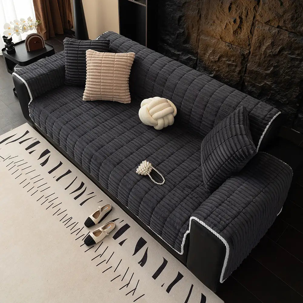 Waterproof One-Piece Cosy Flannel Sofa Protection Non-Slip Sofa Cover