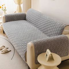 One-Piece Short Plush Comfortable Skin-Friendly Furniture Protection Couch Cover - Puzzle