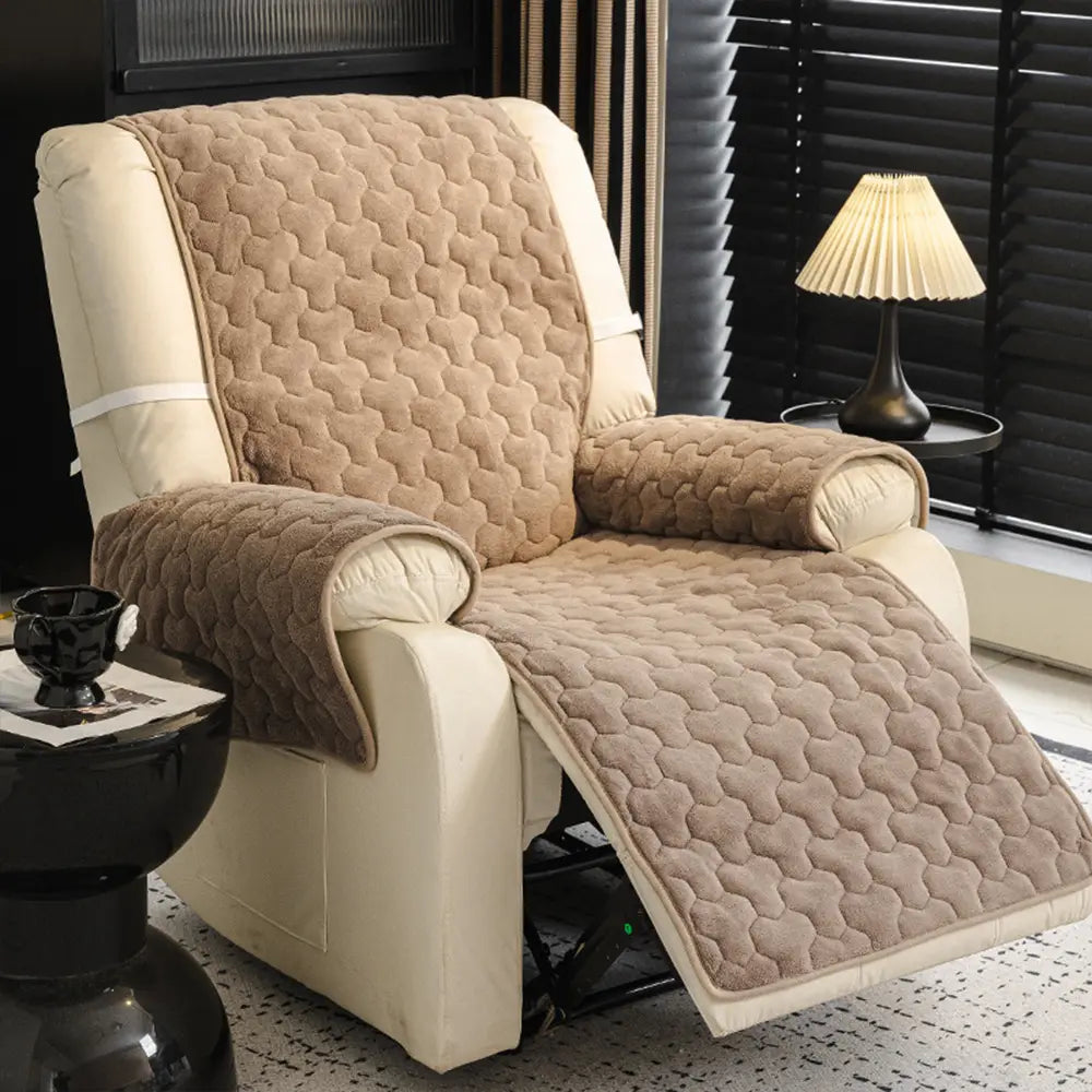 One-Piece Short Plush Comfortable Skin-Friendly Furniture Protection Couch Cover - Puzzle