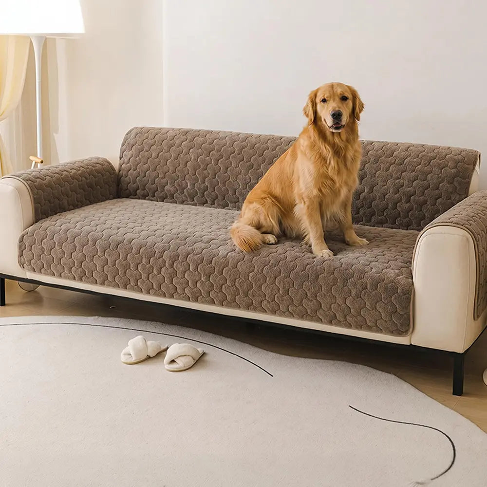 One-Piece Short Plush Comfortable Skin-Friendly Furniture Protection Couch Cover - Puzzle