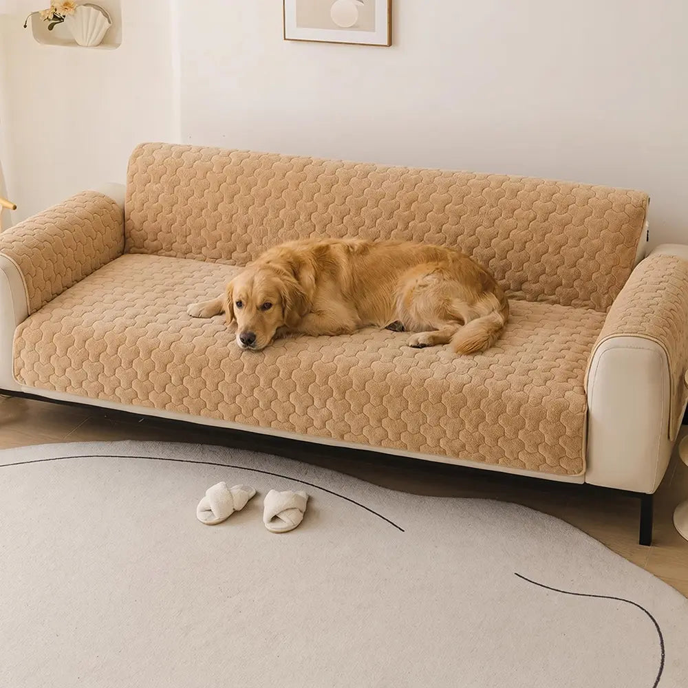 One-Piece Short Plush Comfortable Skin-Friendly Furniture Protection Couch Cover - Puzzle