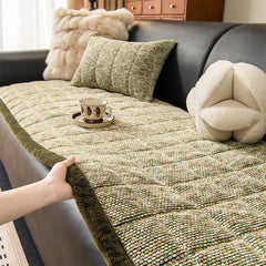 Pet-Friendly Chenille Textured Non-Slip Sofa Cover with Frayed Edges
