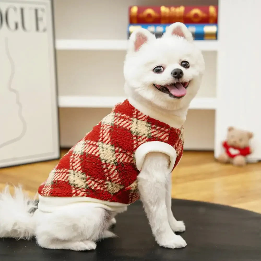 Plaid Comfortable Warm Plush Dog Jumper Sweater Suitable For All Breeds of Dogs