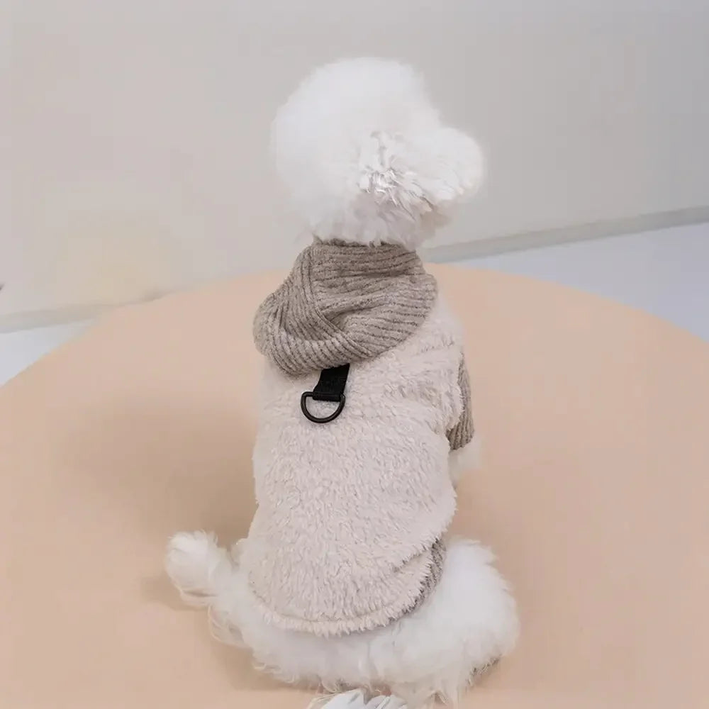 Plush Coat & Matching Turtleneck Dog Jumper Two-Piece Dog Outfit Set