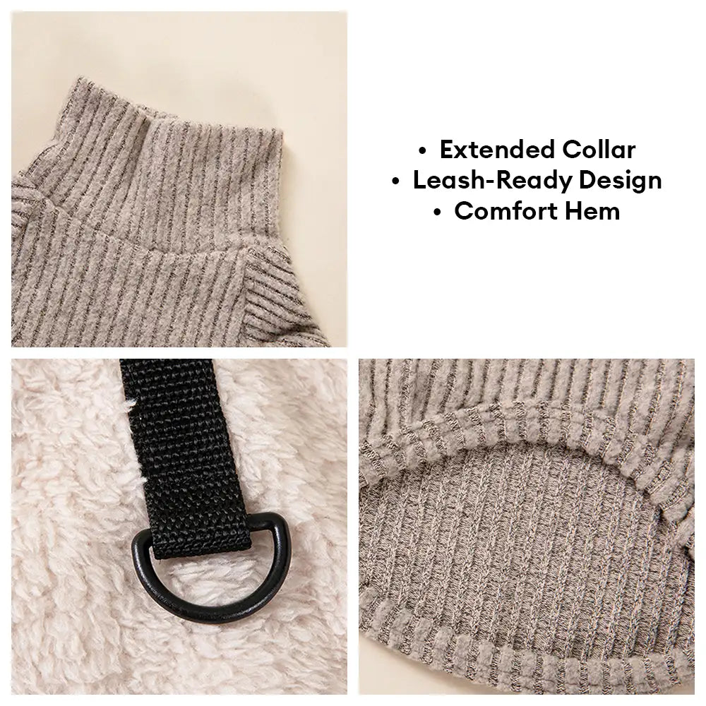 Plush Coat & Matching Turtleneck Dog Jumper Two-Piece Dog Outfit Set