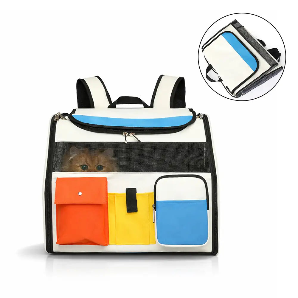 Portable Rolling Pet Backpack Carrier with Detachable Trolley Cat Carrier Dog Carrier