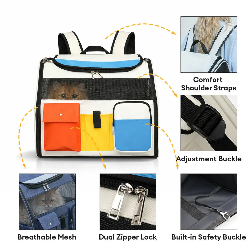 Portable Rolling Pet Backpack Carrier with Detachable Trolley Cat Carrier Dog Carrier