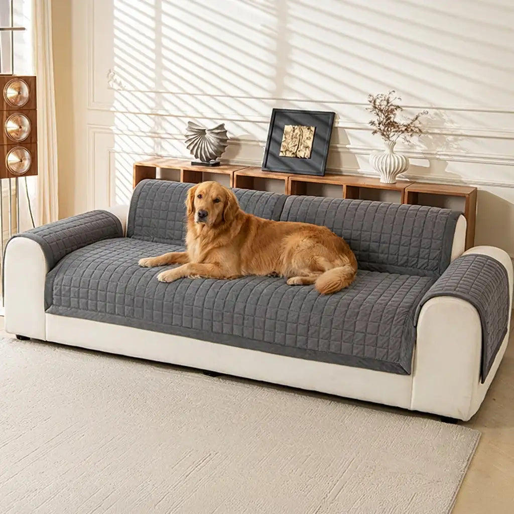 Quilted Square Simple Comfortable Sofa Protector Non-Slip Sofa Cover