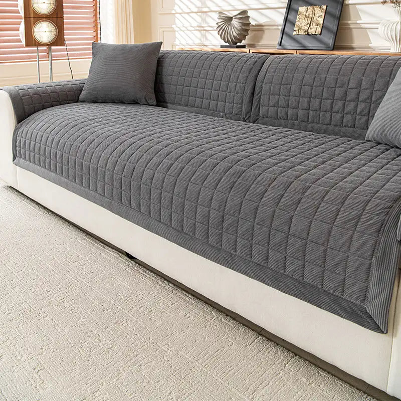 Quilted Square Simple Comfortable Sofa Protector Non-Slip Sofa Cover