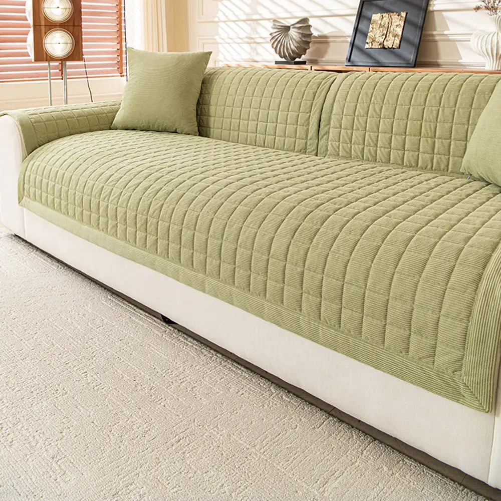 Quilted Square Simple Comfortable Sofa Protector Non-Slip Sofa Cover